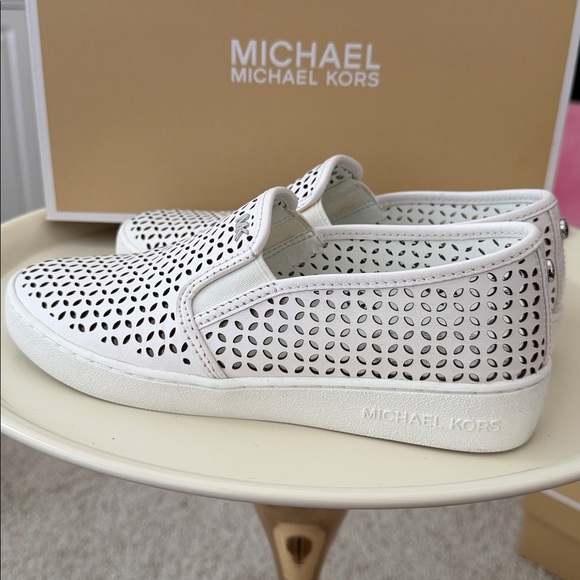 Michael Kors White Perforated Slip-Ons 6 - Picture 6 of 8